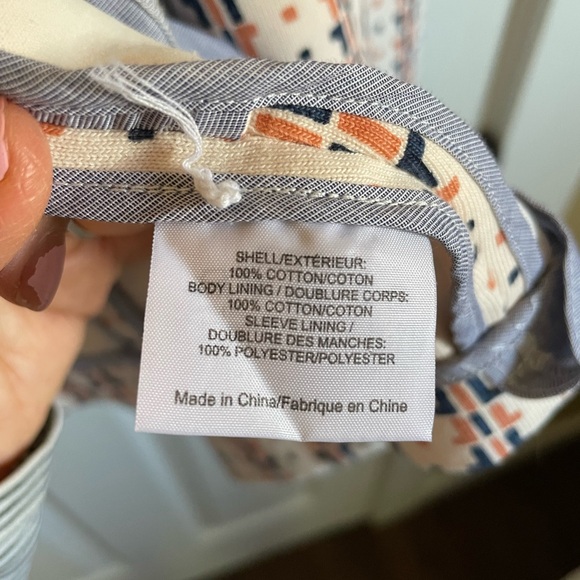 Tory Burch Blazer, XS, Cream Color w/ Orange and Navy Pattern - Picture 3 of 6